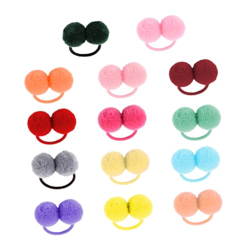 VALICLUD 14 Stück Teiliges Haargummis mit Plüschbällen Elastische Ponytail Halter Bunte Haarschmuck für Mädchen Weich Dehnbar Schonend für Haare für Party Fotoshooting und Alltag von VALICLUD