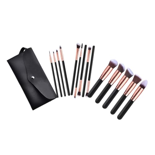 VALICLUD 14 Stück Teiliges Makeup Pinsel mit Kosmetiktasche Professionelle Schminkpinsel für Lidschatten Puder und Foundation Hochwertige Synthetische Borsten Stilvollem Schwarzen von VALICLUD