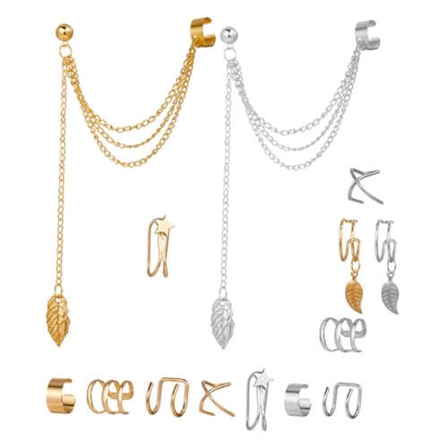 VALICLUD 14 Stück Teiliges Ohrklemmen aus Langlebiger Legierung Baumblatt Quasten Ohrclips für Damen und Mädchen Geeignet für Gepiercte und Ungepiercte Ohren Vielseitig Kombinierbar von VALICLUD