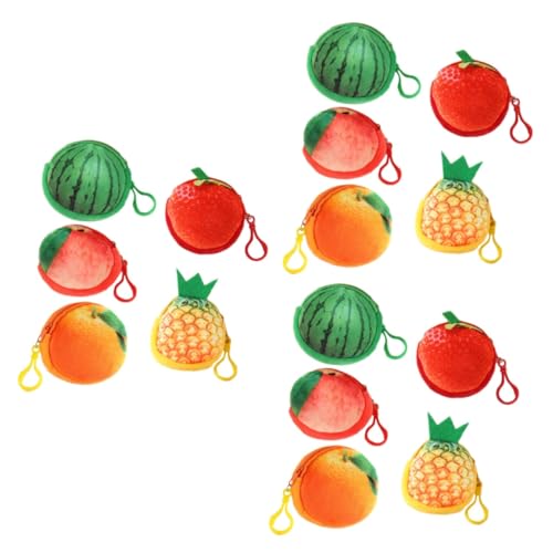 VALICLUD 15stücke Teiliges Mini Obst Schlüsselanhänger Geldbörse Kreative Und Flauschige Taschen Für Frauen Wassermelone Erdbeere Pfirsich Orange Ananas Für Kleine Münzen Und von VALICLUD