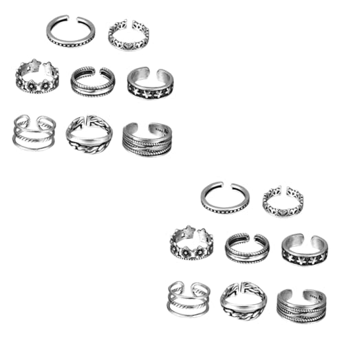 VALICLUD 16 Stk öffnende Fußringe retro styles sommerschmuck silver rings Ringe für Frauen Moderinge für Damen Fußringe Unisex Zehengelenksringe Kaskade Knöchel Spaltring gemeinsamer Ring von VALICLUD