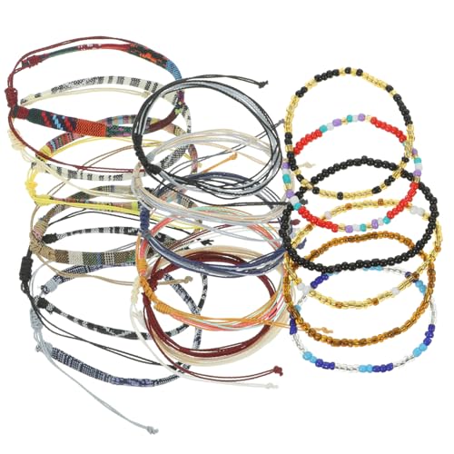 VALICLUD 18 Stück Teiliges Buntes Perlen Fußkettchen Verstellbare Boho Geflochtene Knöchelketten Leichtes Tragbares Schmuckaccessoire für Damen Strand Party Alltag und Reisen von VALICLUD