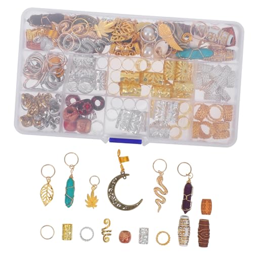 VALICLUD 184 Stück Dreadlock Haarschmuck Vintage und Metall Haarperlen Zubehör für Zöpfe Wiederverwendbare Haaraccessoires für Hochzeiten und Partys von VALICLUD