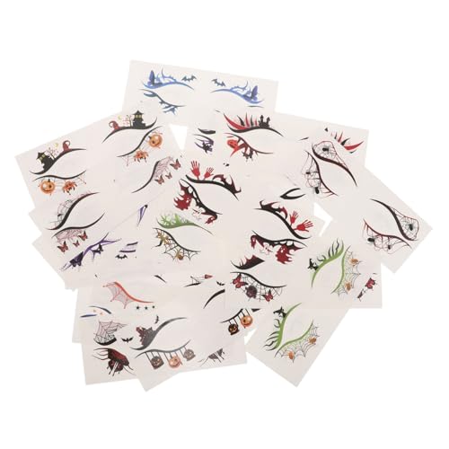 VALICLUD 19 Stück Wasserdichte Augen Make Up Aufkleber Spinnennetz Halloween Tattoos Halloween Karneval Make Up Aufkleber Fledermaus Totenkopf von VALICLUD