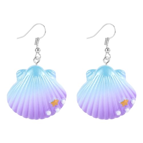 VALICLUD 1Paar Hängende Muschelohrringe für Frauen Regenbogen Perlen Ohrringe Eleganter Schmuck für Strand für Damen zu Besonderen Anlässen von VALICLUD