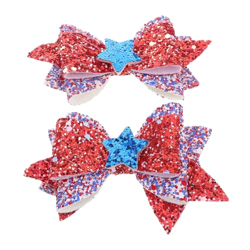 VALICLUD 1Paar Patriotische Haarspangen für Frauen Haarschmuck mit Stern Schleife für Unabhängigkeitstag Festliche Anlässe Partys Vielseitige von VALICLUD