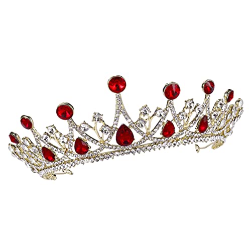 VALICLUD 1Pc Brautkrone Prinzessin Krone Die Krone Haarschmuck Stirnband Dekorationen Hochzeit Braut Tiara Elegante Strass Krone Braut Blumenkrone Tiara Krone Rot von VALICLUD