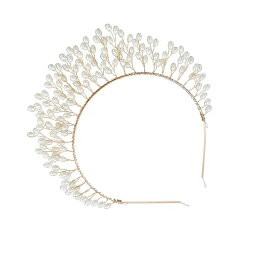 VALICLUD 1Pc Perle Tiara Krone Für Braut Mode Kopfbedeckung Hochzeit Kopfschmuck Foto Requisiten Braut Krone Golden von VALICLUD