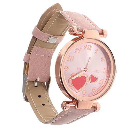 VALICLUD 1Stk Damenuhr Lederarmband ansehen Armbanduhr für Mädchen Outdoor-Uhr damenarmbanduhr frauenuhr Geschenk Lässige Armbanduhr Frauen quarzuhr Anschauen Gurt Fräulein Kunstleder Rosa von VALICLUD