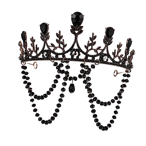 VALICLUD 1Stk Lolita-Krone Dangle- Strass- Braut- Tiara- Krone Gothic Strassperlen schwarz und weiß hochzeitsdeko Haarbänder Partykrone Haarschmuck für die Braut dunkel schmücken Stirnband von VALICLUD