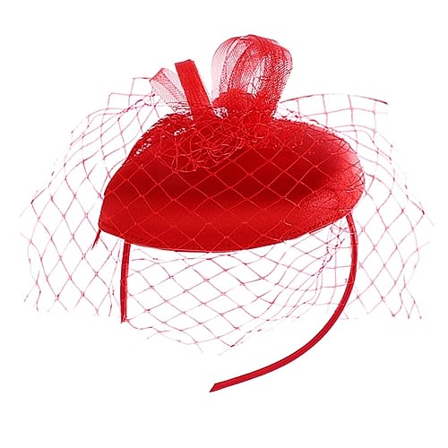 VALICLUD 1Stk Mesh-Baskenmütze haar spangen haarclips brauthaatschmuck haar klammer haar clip Rot Glitzerndes Stirnband Kostüm haarschmuck Party Cocktail-Faszinator Gittergewebe von VALICLUD