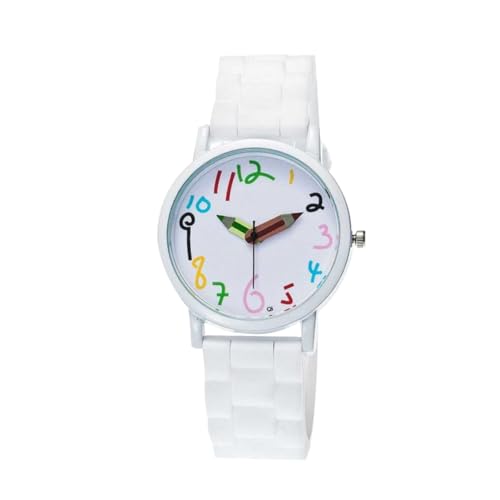 VALICLUD 1Stk schöne Uhr Kinder Armbanduhr Kleinkind Armbanduhr Coole Uhren für Kinder Armbanduhr aus silikon Die Uhr Quarzuhr für Kinder für Kinder ansehen Anschauen Bleistift Hülse Weiß von VALICLUD