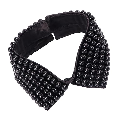VALICLUD Falsche Kragen Mit Perlen Für Frauen Zarter Spitzenkragen Stylischer Ausschnitt Für Kleidung Modisches Accessoire Für Mädchen Schwarz von VALICLUD