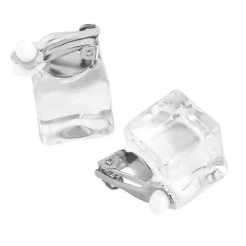 VALICLUD 1stück Eiskubus Ohrstecker Quadratische Ohrhänger Kreative Earbobs Weiß Klare Und Transparente Einfach Zu Tragen Und Abzunehmen von VALICLUD