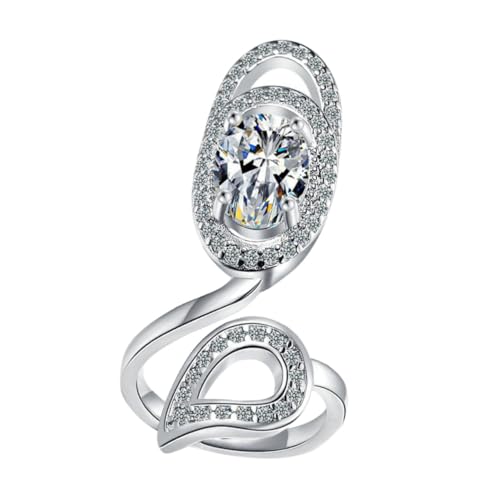 VALICLUD 1Stück Offener Fingernagelring für Damen Dekorativer Ring mit Strasssteinen Design Platinfarbe für Partys und Besondere Anlässe Langlebig von VALICLUD