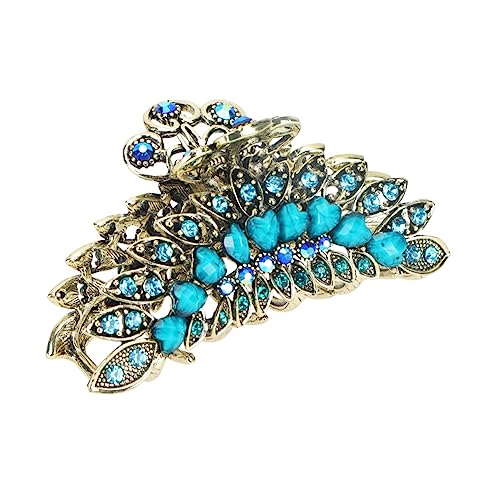 VALICLUD 1Stück Retro Haarspange Strass Clip Modischer Kieferclip für Pferdeschwanz Schicke Haarschmuck für Damen Blau von VALICLUD