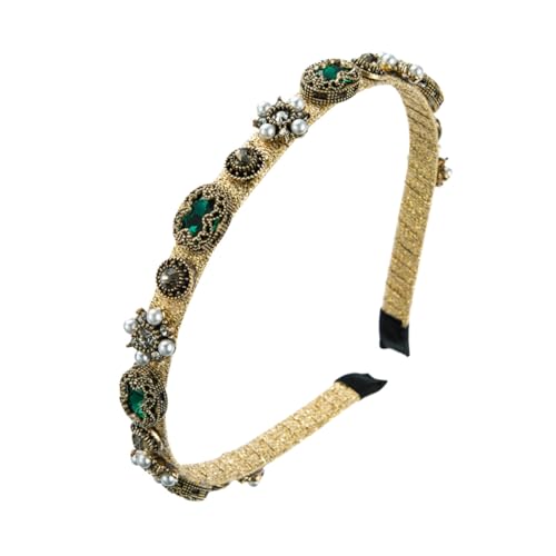 VALICLUD Blumenhaarband Mit Strass-intarsien Schlichtes Stirnband Mit Perlen Barockes Haarband Für Zarte Weibliche Looks von VALICLUD