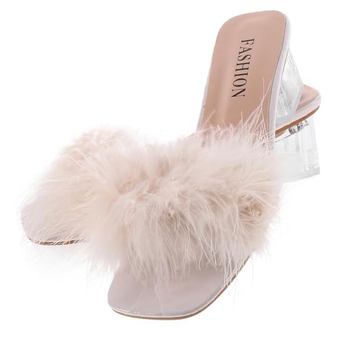 VALICLUD 1paar Flauschige Absatz-slipper Für Damen Modische High-heel-pantoletten Im Sommer Für Alltag Arbeit Partys Und Besondere Anlässe Mit Bequemem Fußbett Und Trendigem Design von VALICLUD