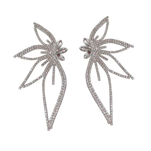 VALICLUD 1paar Rhinestone Ohrclips Blumen Ohrstecker Für Mädchen Und Frauen Exzentrisches Design Für Partys Und Besondere Anlässe Farbenfroh Und Ansprechend von VALICLUD