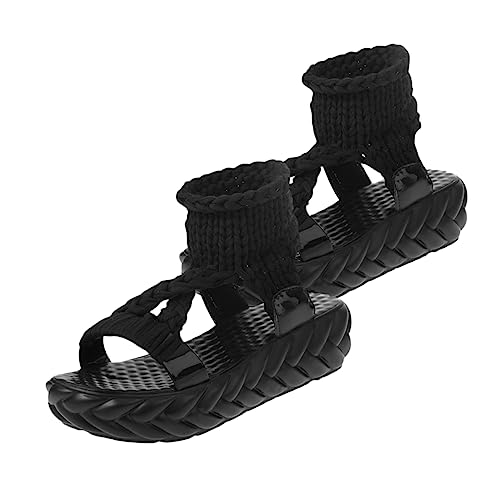 VALICLUD 1paar Sommer Sandalen Damen Strick Sandalen Mit Pu-sohle Bequeme Rutschfeste Sommer Schuhe Für Frauen Und Studentinnen Schwarz VALICLUD 1paar Sommer Sandalen Damen Strick Sandalen Mit Pu-sohle Bequeme Rutschfeste Sommer Schuhe Für Frauen Und Studentinnen Schwarz von VALICLUD