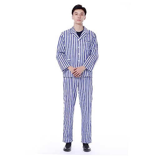VALICLUD 1satz Erwachsenen Schlafanzug Baumwolle Für Patienten Lange Ärmel Gestreiftes Design XXL Für Und Zuhause von VALICLUD