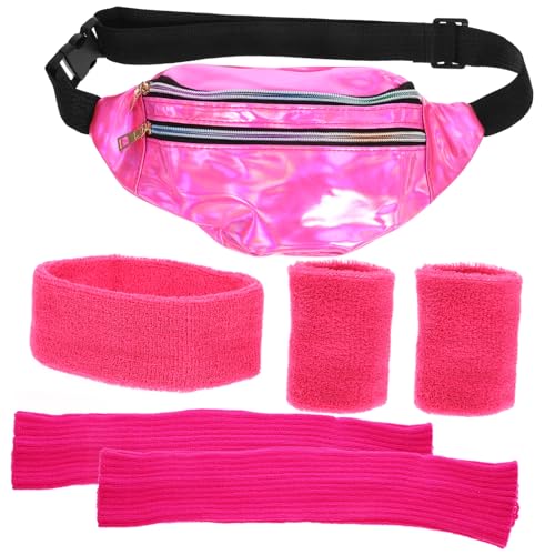VALICLUD 1satz Für Damen Stirnband Handgelenkband Beinstulpen Und Fanny Pack Neonrosé Für Partys Und Fitness-aktivitäten von VALICLUD