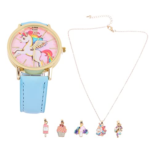 VALICLUD 1satz Kinderuhren Mit Einhorn-Design Und Passender Halskette Stylische Quarzuhr Für Mädchen Lehrreiche Zeitmessung Bunte Farben Für Mädchen von VALICLUD