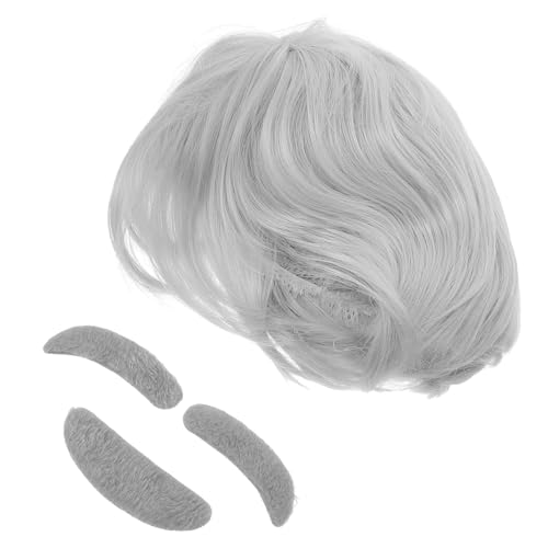 VALICLUD 1satz Old Man Professor Perücke Mit Fake-bart Und Augenbrauen Für Kostümpartys Cosplay Halloween Und Karneval Realistisches Zubehör Für Großvater-look von VALICLUD
