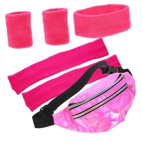 VALICLUD 1satz Retro Sportset Kopfband Handgelenkband Beinwärmer Mit Bauchtasche Für Fitness Party Outdoor Atmungsaktives Material Stilvoll Funktional von VALICLUD