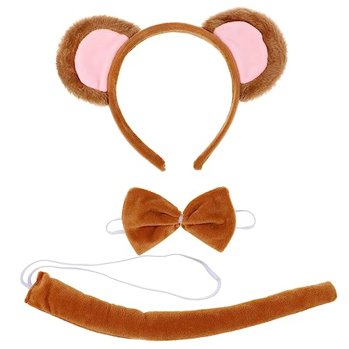 VALICLUD 1satz Tierkostüm-set Mit Affenohr-stirnband Und Fliege Für Halloween Und Cosplay Für Mädchen Und Erwachsene Verstellbar Und von VALICLUD