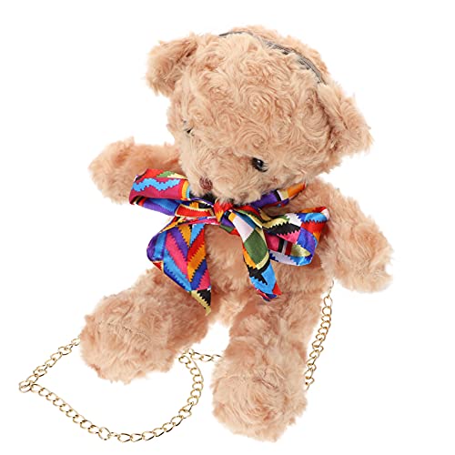 VALICLUD Bär Rucksack 1pc Plüsch Bär Form Umhängetasche Mädchen Komfort Stofftier Tasche Metall Kette von VALICLUD