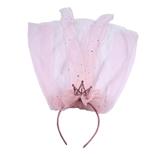 VALICLUD 1stk Geburtstagsparty-schleier-kronen-stirnband Haarschmuck Für Kinder Haarschmuck Für Mädchen Schleifenschleier Hochzeitsschleier Mädchen Schleier Pailletten Rosa Kopfbedeckung von VALICLUD