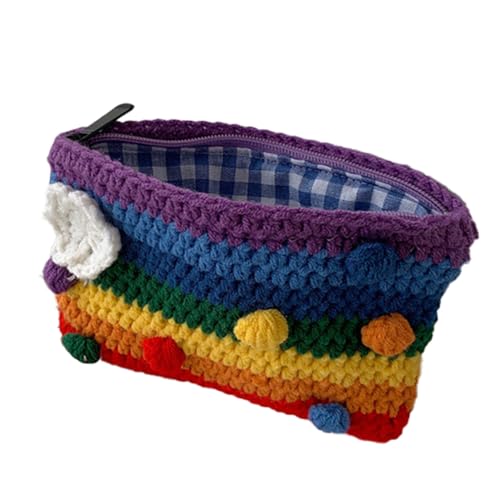 VALICLUD 1Stk Geldbeutel Regenbogen aufbewahrungssack Storage Pockets Mädchen-Geldbörse Regenbogen Geldbörse Kosmetiktasche für die Reise Reise-Kosmetiktasche gestrickte Geldbörse Süss Garn von VALICLUD