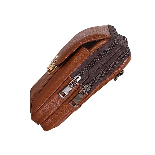 VALICLUD 1stk Gürteltasche Aufbewahrungstaschen Mit Reißverschluss Multifunktionale Hüfttasche Werkzeugtasche Mit Reißverschluss Retro-telefonhörer Vintage-geldbörse Brown Rindsleder von VALICLUD