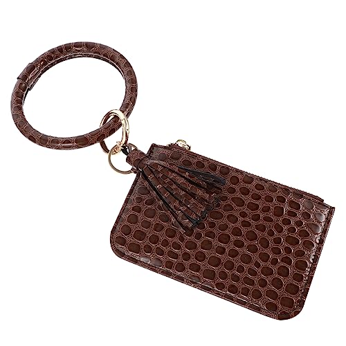 VALICLUD 1stück Mode Handgelenk Schlüsselanhänger Mit Reißverschluss Münztasche Und Quaste Praktisches Kartenetui Für Schlüssel Und Kleine Gegenstände Kaffee von VALICLUD