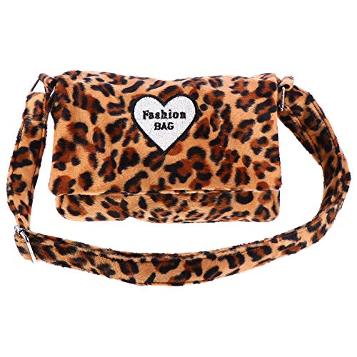 VALICLUD 1stk Umhängetasche Mit Leopardenmuster Damen Partytaschen Leopard Handtasche Mädchen Umhängetasche Schultertasche Für Mädchen Damenhandtasche Jahrgang Plüsch Fräulein Damentasche von VALICLUD