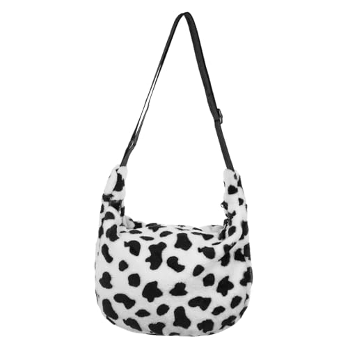 VALICLUD 1stk Umhängetasche Plüschtasche Flauschige Kuh Tasche Kunstpelz Geldbörse Pelzige Handtasche Kunstpelz-geldbörse Süße Einkaufstasche Weiße Tasche Geschenk Damen Die Kuh Zubehör von VALICLUD