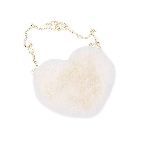 VALICLUD 1stück Herzform Plüsch Umhängetasche Mit Kette Für Damen Stylische Beige Messenger Bag Für Alltag Partys Und Shopping Tragbare Schultertasche Für von VALICLUD
