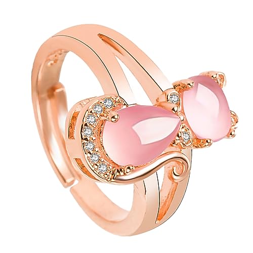 VALICLUD Katzenringe Mit Strasssteinen Zarter Offener Ring Aus Stilvolles Fingeraccessoire Für Frauen Roségold von VALICLUD