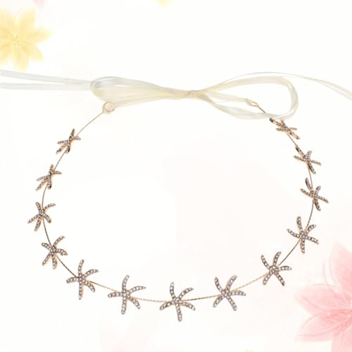 VALICLUD Goldener Seestern Stern Stirnband Für Damen Brautschmuck Mit Strass Hochzeit Kopfbedeckung Leicht Und Sicher Für Party Und Hochzeitfeiern von VALICLUD
