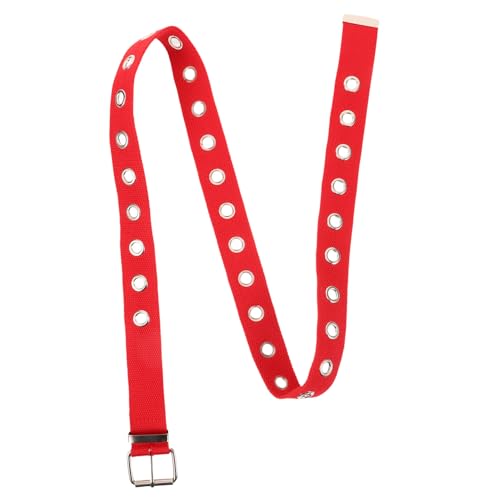 VALICLUD 1stück Canvas Gürtel Mit Lochmuster Verstellbarer Rock Taillengürtel Für Kleider Leicht Und Atmungsaktiv Passend Für Jeans Und Röcke Rot von VALICLUD