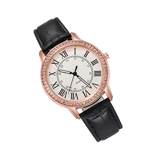 VALICLUD 1stück Damen Armbanduhr Mit -Dekoration Quarz-Uhr Mit Leuchtfunktion Eleganter Lederarmband-Stil Für Besondere Anlässe Und Alltag von VALICLUD