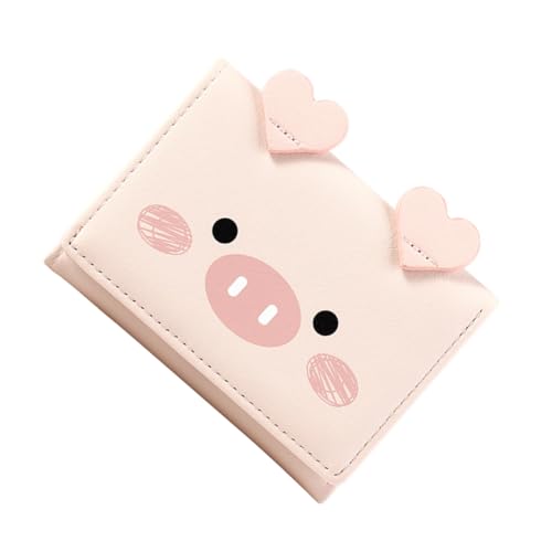VALICLUD Dreifach Gefaltete Pu Geldbörse Damen Im Cartoon-Design Mit Süßem Schwein Für Mädchen Geld Karten Und Alltag Rosa Praktisch Und Stilvoll von VALICLUD