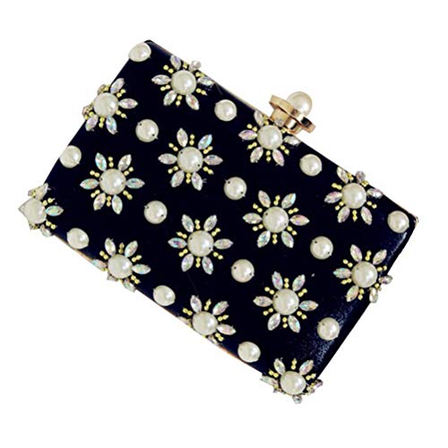 VALICLUD 1stück Damen Perlen Clutch Bag Elegante Handtasche Für Abendveranstaltungen Hochzeits Und Cocktailpartys Mittelgroß Wasserabweisend Polyester Schwarz von VALICLUD