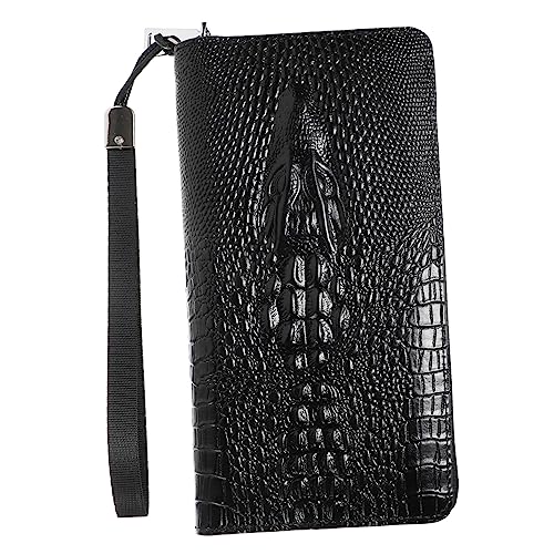 VALICLUD 1stück Geldbörse Mit Großer Kapazität Modisches Pu-Material Alligator-Print Reißverschluss Verstauen Von Geld Karten Und Handy Schwarz von VALICLUD