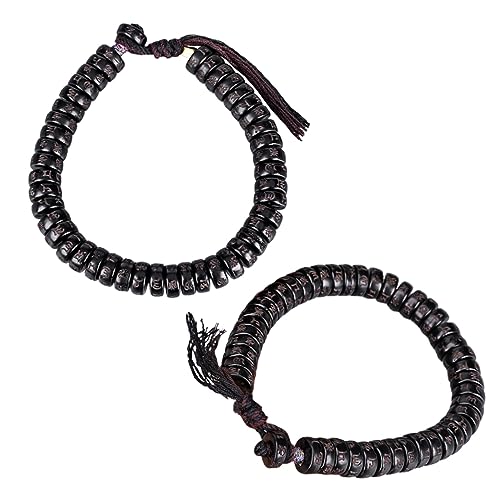 VALICLUD 1stück Handgemachte Kokosnussschalen-armband Mit Baumwoll-schnur Einstellbare Holz-wrist Chain Kreatives Om Hum Armband Für Herren Und Damen Langlebig Und Leicht von VALICLUD