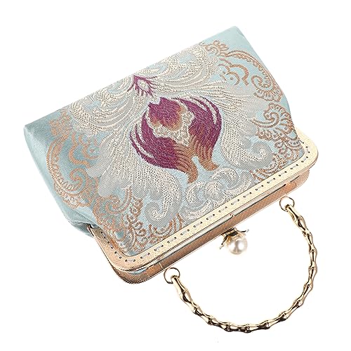 VALICLUD 1stück Handgemachte Vintage Chinesische Handtasche Damen Clutch Für Hochzeiten Abendveranstaltungen Und Retro Design Mit Metallgriff Mit Blumenmuster von VALICLUD