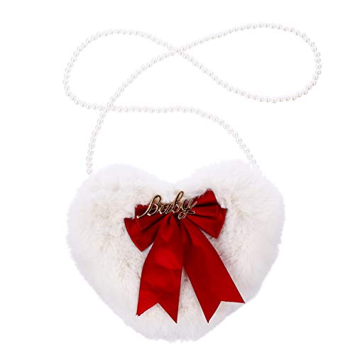 VALICLUD 1stück Herzförmige Plüsch Umhängetasche Mit Schleife Vielseitige Schultertasche Für Damen Flauschige Clutch Für Freizeit Reisen Partys Praktische Kosmetiktasche Chic Und von VALICLUD