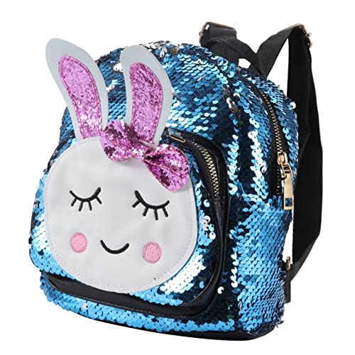 VALICLUD 1stück Junge Mädchen Rucksack Mit Glitzer Und Kaninchenmotiv Modischer Schulranzen Für Mädchen Einstellbare Schultergurte Für Schule Reisen Und Freizeit von VALICLUD