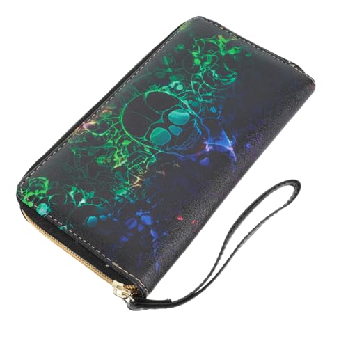 VALICLUD 1stück Langer Geldbeutel Mit Schädelmuster Praktischer Reißverschluss Geldbeutel Für Damen Und Für Shopping Und Alltag Vielseitige Aufbewahrungstasche Für Karten Und von VALICLUD